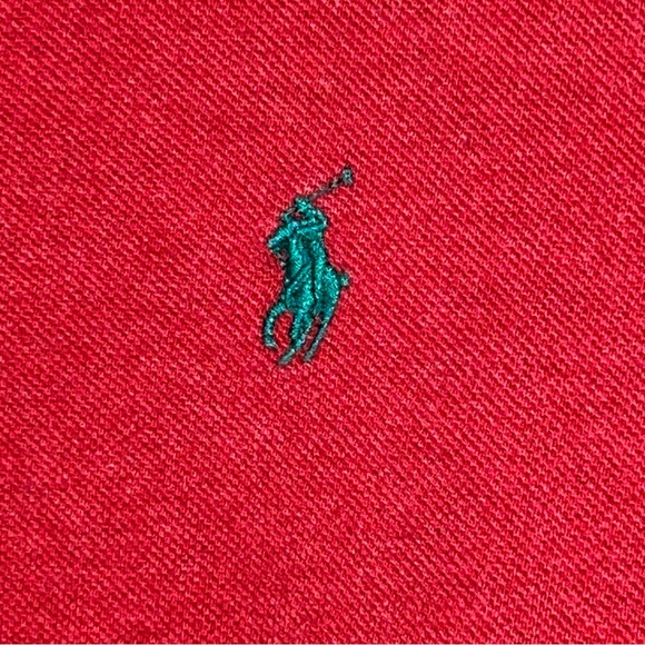 Polo Ralph Lauren Men’s L Red LS Shirt Green Pony Logo Preppy Y2K Classic Fit - Picture 3 of 10